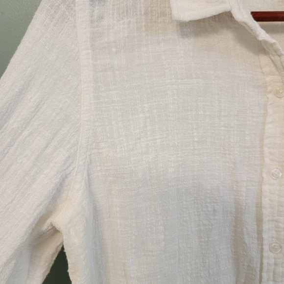 Marine Layer 100% Cotton White Button Down Top Womens Size LG Coastal Cruise - Picture 5 of 11